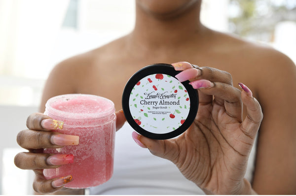 Cherry Almond Body Scrub, Sugar Scrub, Exfoliating Hand and Foot Scrub 